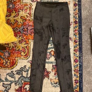Tahari // Charcoal Tie Dyed Faux Leather Pants//leggings